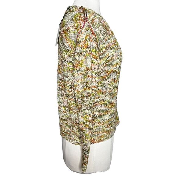 CHELSEA & Theodore Boho Reverse Stitched Multi Melange Knit V-Neck Sweater XS - Picture 3 of 6